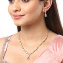 Gold-Plated White & Pink American Diamond Studded Jewellery Set