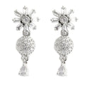 Flower Shaped Rhodium-Plated with Silver-Tone & White American Diamond Studded Jewellery Set