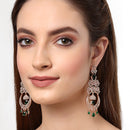 Green American Diamond with Rose Gold-Plated Contemporary Chandbalis Earrings