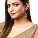 Maroon Dome Shaped Jhumkas Earrings with Gold-Plated Copper