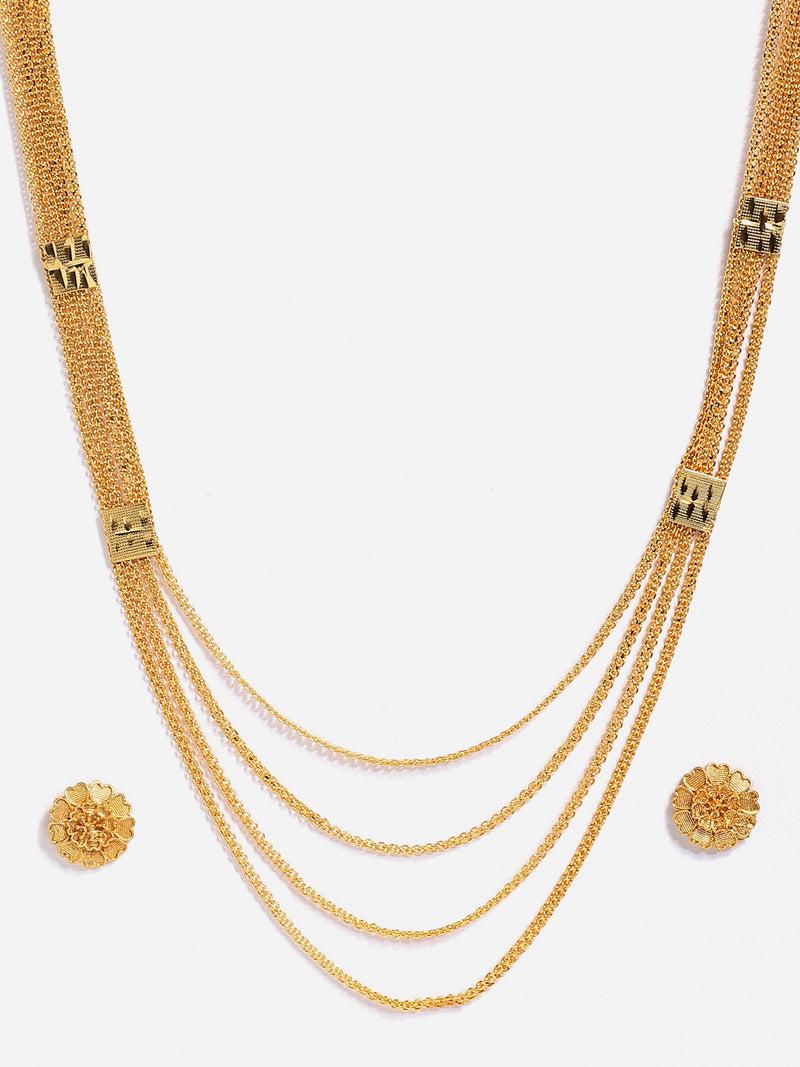 Gold-Plated Floral Textured Jewellery Set Combo