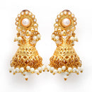 Zeneme Jewellery Set Gold Plated White Pearl Temple Style Necklace Set Jewellery with Earrings for Girls & Women