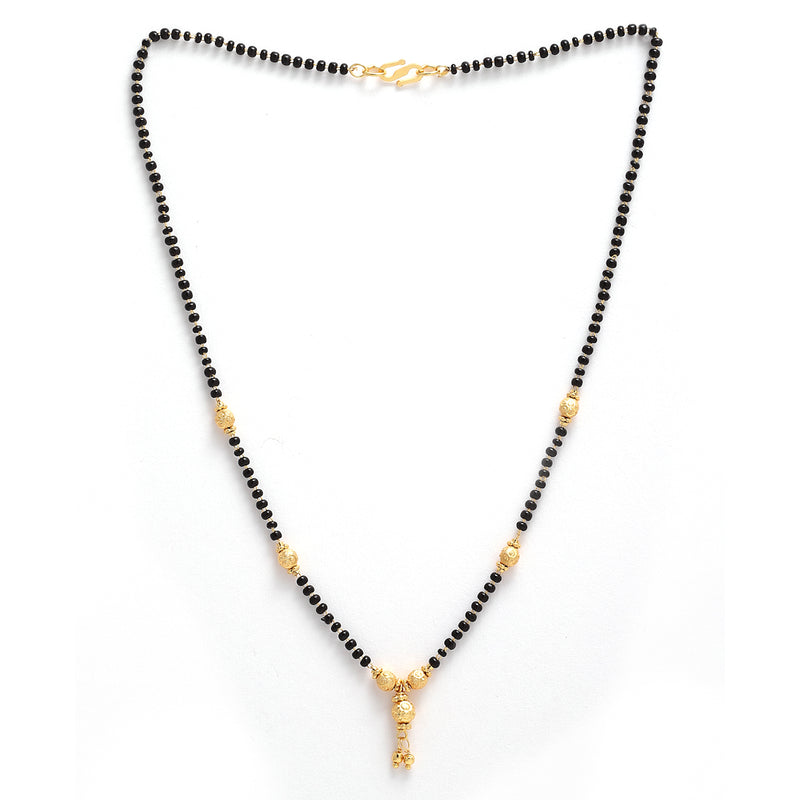 Gold Plated Black Beaded Mangalsutras Set of 3