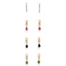 Set of 3 Pink Green and Navy Blue Teardrop Shaped Gold-Plated Drop Earrings