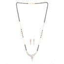 Gold Plated American Diamond Studded Black Beaded Designer Mangalsutra With Earrings For Women