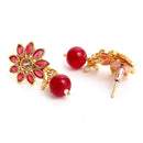Gold Plated Red Kundan Studded Drops Ethnic Maang Tikka & Earring