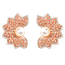 Off White Crescent Shaped Rose Gold-Plated Studs Earrings