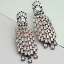 White Contemporary Rose Gold-Plated Gunmetal Toned Drop Earrings