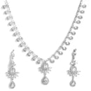 Rhodium-Plated with Silver-Tone & White American Diamond Studded Jewellery Set