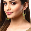 Lime Green with Gold-Plated Dome Shaped Jhumkas Earrings