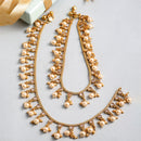 Gold-Plated Round White Pearl Studded Anklets