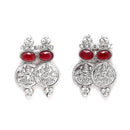 Temple Coin Rhodium-Plated with Silver-Tone Red Kundan-Studded  Jewellery Set