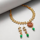 Jewellery Set Gold Plated Leaf Shaped Designer Meena Work Necklace Set With Earrings Bridal Jewellery For Women & Girls
