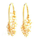 White & Gold-Toned Cubic Zirconia Contemporary Hoop Earrings