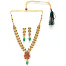 Jewellery Set Gold Plated Leaf Shaped Designer Meena Work Necklace Set With Earrings Bridal Jewellery For Women & Girls