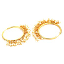 White & Gold-Toned Cubic Zirconia Contemporary Hoop Earrings