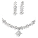 Rhodium-Plated with Silver-Toned White American Diamond Studded Jewellery Set Combo
