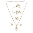 Flower & Leaf shape Gold-Plated White Cubic Zirconia Stone-Studded Jewellery Set Combo