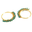 Sea Green & Gold-Toned Cubic Zirconia Circular Hoop Earrings