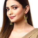 Lime Green with Gold-Plated Dome Shaped Jhumkas Earrings