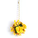 Gold-Plated & Yellow Flower & Pearl-Beaded Flower Jewellery Set Combo