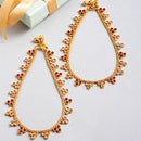 Gold-Plated Floral Red Cubic Zirconia Stone Studded Anklets
