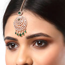Maang Tikka for Women Beautiful American Diamond Studded Rose Gold Plated Crystal Maang Tikka for Women and Girls