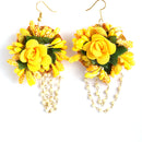 Gold-Plated & Yellow Flower & Pearl-Beaded Flower Jewellery Set Combo