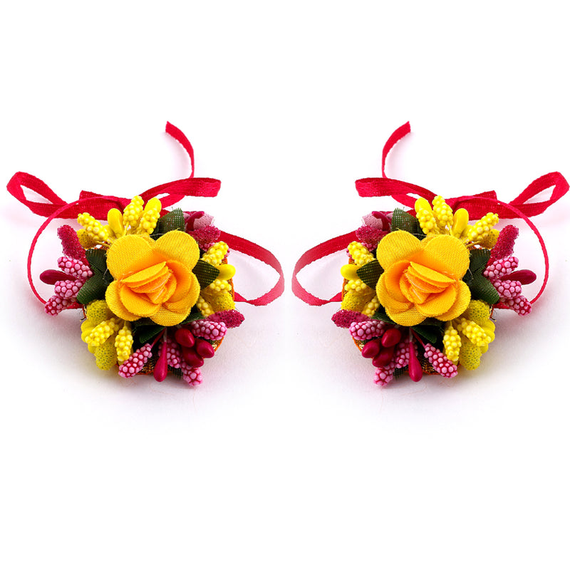 Yellow & Pink Flower Jewellery Set Combo
