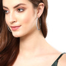 Rhodium-Plated with Silver-Tone American Diamond Circular Hoop Earrings