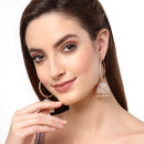 Rose Gold-Plated Dome Shaped American Diamond Jhumkas Earrings