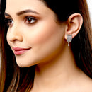 White & Gold-Toned Teardrop Shaped Gold-Plated Studs Earrings