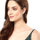 Rhodium-Plated with Silver-Tone American Diamond Circular Hoop Earrings