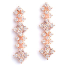 Square Shaped Rose Gold-Plated White American Diamond Studded Jewellery Set Combo