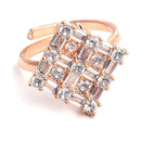 Square Shaped Rose Gold-Plated White American Diamond Studded Jewellery Set Combo