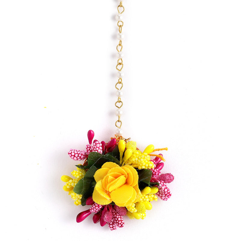 Yellow & Pink Flower Jewellery Set Combo