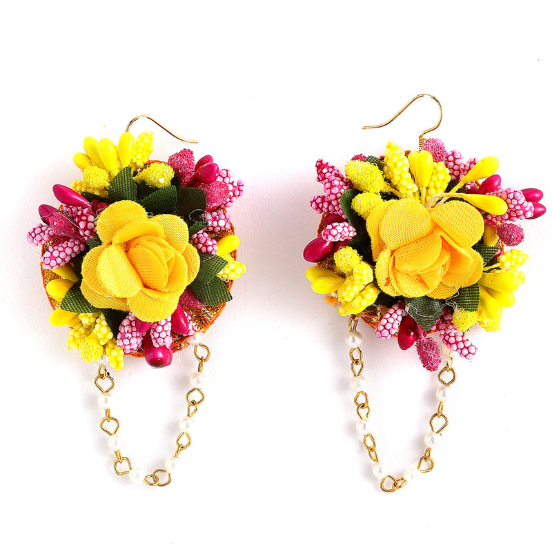 Yellow & Pink Flower Jewellery Set Combo