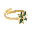 Gold Plated American Diamond And Emerald Green Crystal Necklace Set With Pendant, Earring And Ring