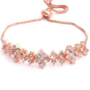 Square Shaped Rose Gold-Plated White American Diamond Studded Jewellery Set Combo