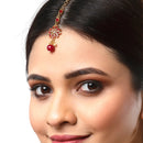 Minimal Floral  Gold Plated Traditional Kundan & Pearl Maang Tikka