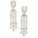 Rhodium-Plated with Silver-Tone Pink & White American Diamond Studded Jewellery Set