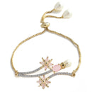 Gold Plated American Diamond, Pearl White Beads And Pink Crystal Necklace Set With Pendant, Earring And Ring