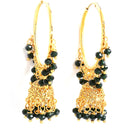 Black Dome Shaped Jhumkas Earrings with Gold-Toned Copper