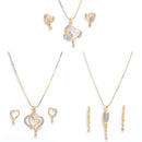 Gold-Plated Heart & Star White Cubic Zirconia Stone Studded Pendant Set With Chain & Earrings Combo