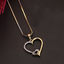 Gold-plated Heart White Cubic Zirconia Studded Pendant