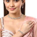 Heart Shaped Gold-Plated White American Diamond-Studded Jewellery Set Combo