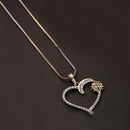Gold-plated Flower & Heart White Cubic Zirconia Studded Pendant