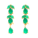Gold-Plated Leaf Design Green American Diamond-Studded Jewellery Set