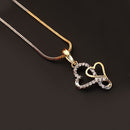 Gold-plated Double Infinity  Heart White Cubic Zirconia Studded Pendant