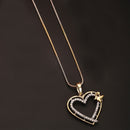 Gold-plated Double Heart White Cubic Zirconia Studded Pendant